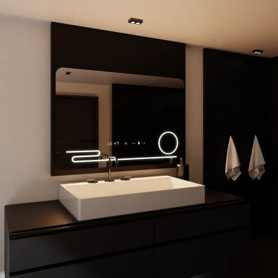 Огледално светодиодно правоъгълно 120x80cm Harmonia motionglow marcello демонтираща система за размразяване на часовника