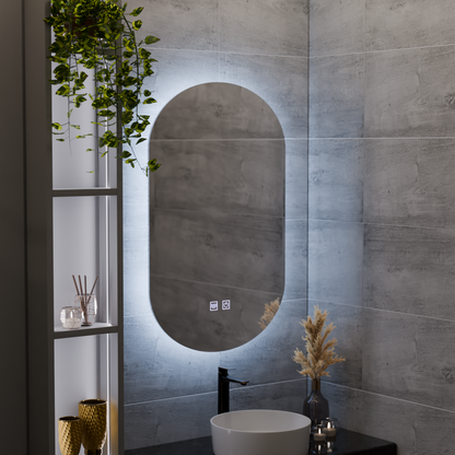 Овално LED огледало, 50X80cm, E14S/50X80, докосване, огледала със система против запотяване Korman E Заглавие по подразбиране Alessandro Design