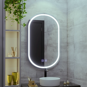 LED овално огледало 50X80cm, Velara Touch, система против запотяване, димиране, студена светлина 6000K