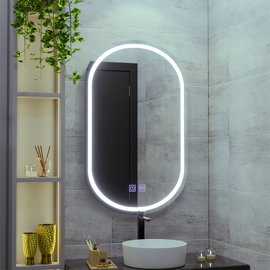 LED овално огледало 50X80cm, Velara Touch, система против запотяване, димиране, студена светлина 6000K