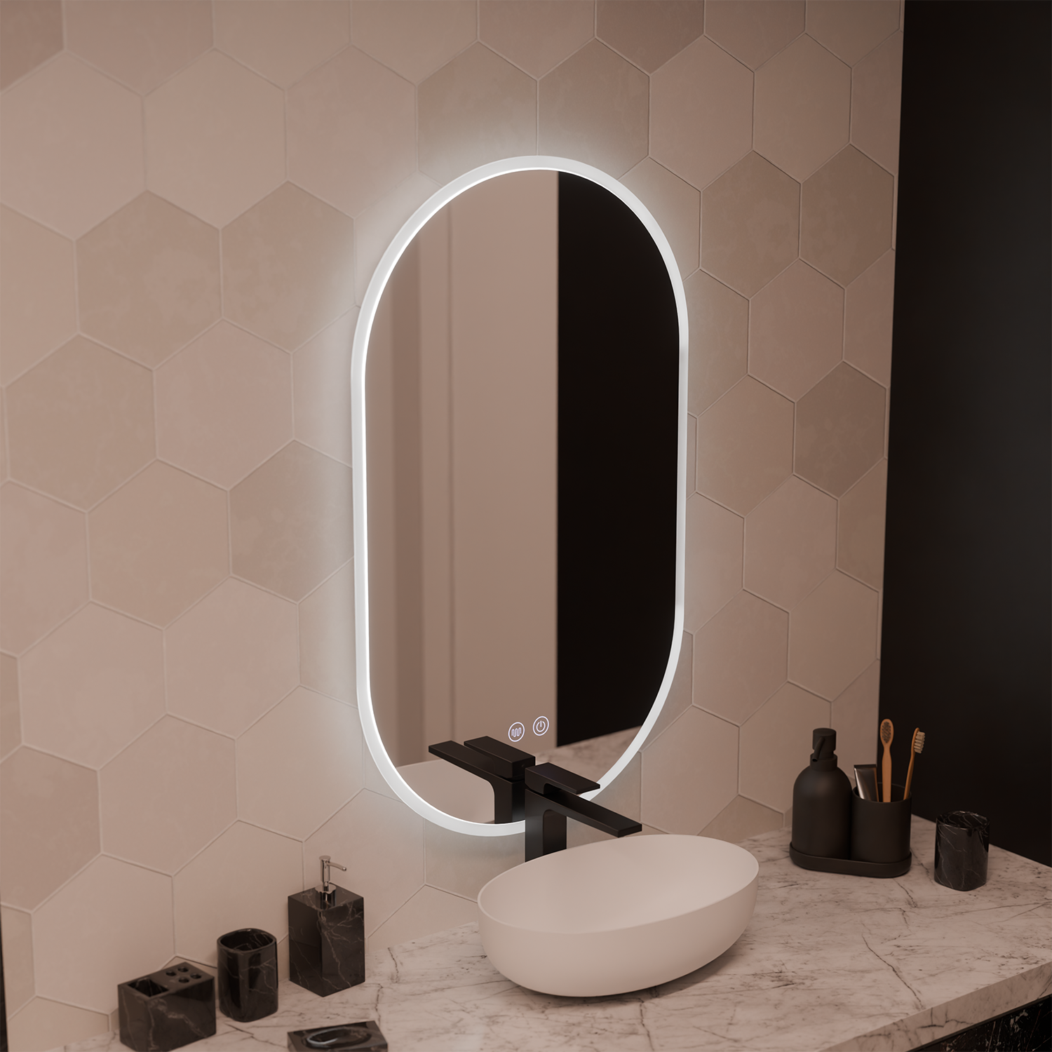 Овално LED огледало 60x80cm Llexort, Touch, Demist System, Dimmable Mirrors Korman E Заглавие по подразбиране Alessandro Design