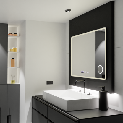 Oglinda LED Rectangulara 120x80 Aura Riflesso Puro MotionGlow Marcello, Sistem Dezaburire, Termometru si Ceas, Dimabila Oglinzi Marcello Default Title Alessandro Design