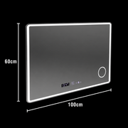 Правоъгълно LED огледало 100x60 Aura Riflesso Puro MotionGlow Marcello, Demister System, Clock, Dimmable