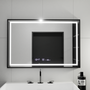 Правоъгълно LED огледало, 100x80 см, Verite Majeste Noir MotionGlow Marcello, система за обезпотяване, часовник и термометър, димируеми огледала Marcello Заглавие по подразбиране Alessandro Design