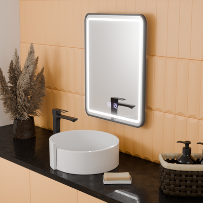 Правоъгълно LED огледало, 45x60 см, EDGE Touch, система против запотяване, черна рамка