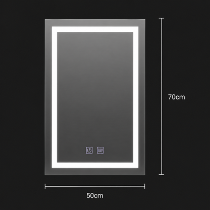 Правоъгълно LED огледало, 50x70cm, RADIANTE Touch, Demister System, Dimable