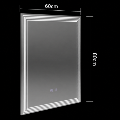Правоъгълно LED огледало, 60x80cm, ADIS Touch, Demister System, Димиране
