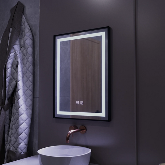 Правоъгълно LED огледало, 60x80 см, EDGE Touch, система против запотяване, черна рамка