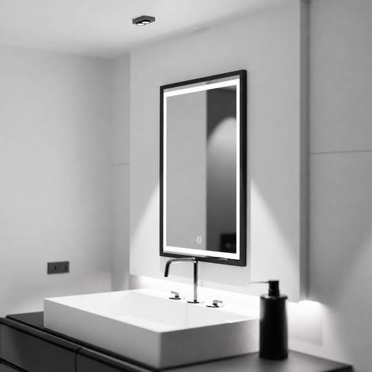 Правоъгълно LED огледало, 60х80 см, абажур Basic Touch