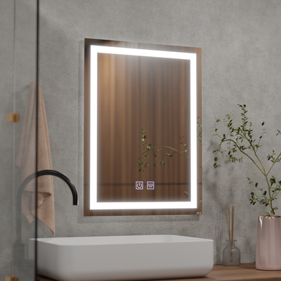Правоъгълно LED огледало, 50x70 см, RADIANTE Touch, студена светлина, система против запотяване, димиране