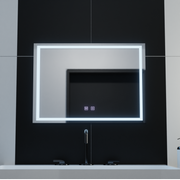 Правоъгълно LED огледало, 70x50 см, RADIANTE Touch, система против запотяване, димируемо огледало за баня с LED и противозамъгляване Заглавие по подразбиране Alessandro Design