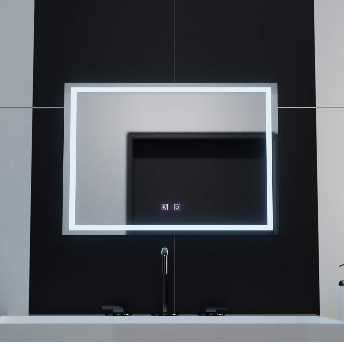 Правоъгълно LED огледало, 70x50 см, RADIANTE Touch, система против запотяване, димируемо огледало за баня с LED и противозамъгляване Заглавие по подразбиране Alessandro Design