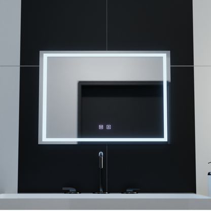 Правоъгълно LED огледало, 70x50 см, RADIANTE Touch, система против запотяване, димируемо огледало за баня с LED и противозамъгляване Заглавие по подразбиране Alessandro Design