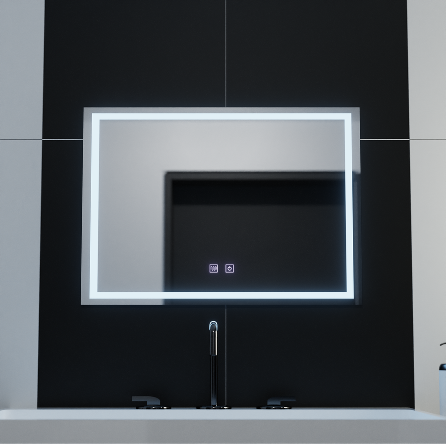 Правоъгълно LED огледало, 70x50 см, RADIANTE Touch, система против запотяване, димируемо огледало за баня с LED и противозамъгляване Заглавие по подразбиране Alessandro Design