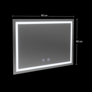 Правоъгълно LED огледало, 80x60cm, RADIANTE Touch, Demister System, Dimable