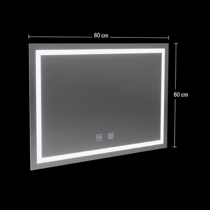 Правоъгълно LED огледало, 80x60cm, RADIANTE Touch, Demister System, Dimable