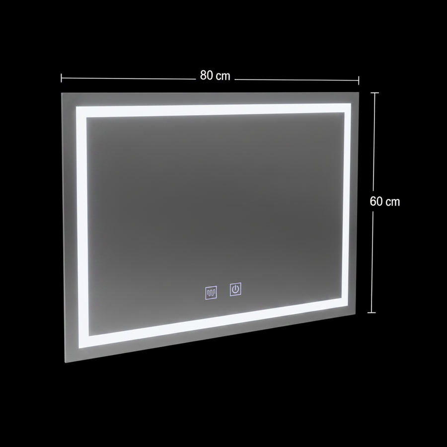 Правоъгълно LED огледало, 80x60cm, RADIANTE Touch, Demister System, Dimable