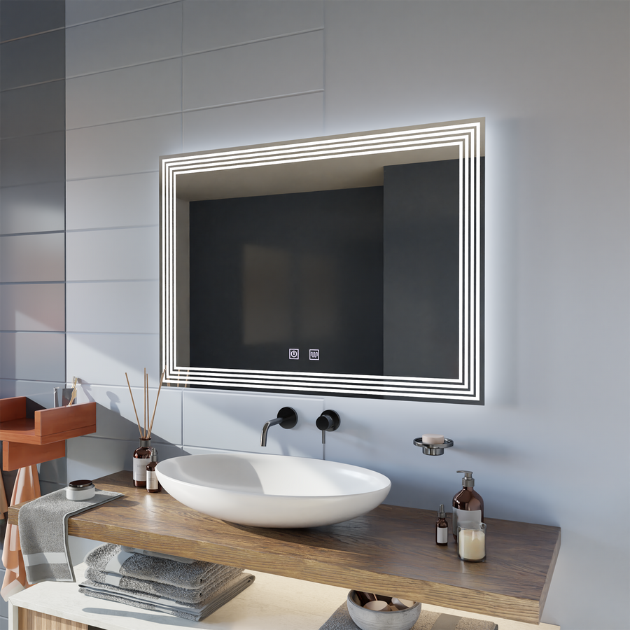 Правоъгълно LED огледало, Demister, 80x60cm, ADIS Basic Touch Mirrors Korman E Default Title Alessandro Design
