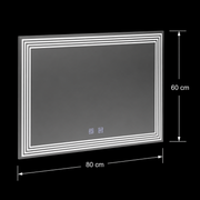 Правоъгълно LED огледало, Demist, 80x60cm, ADIS Basic Touch