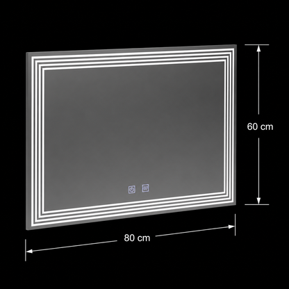 Правоъгълно LED огледало, Demist, 80x60cm, ADIS Basic Touch
