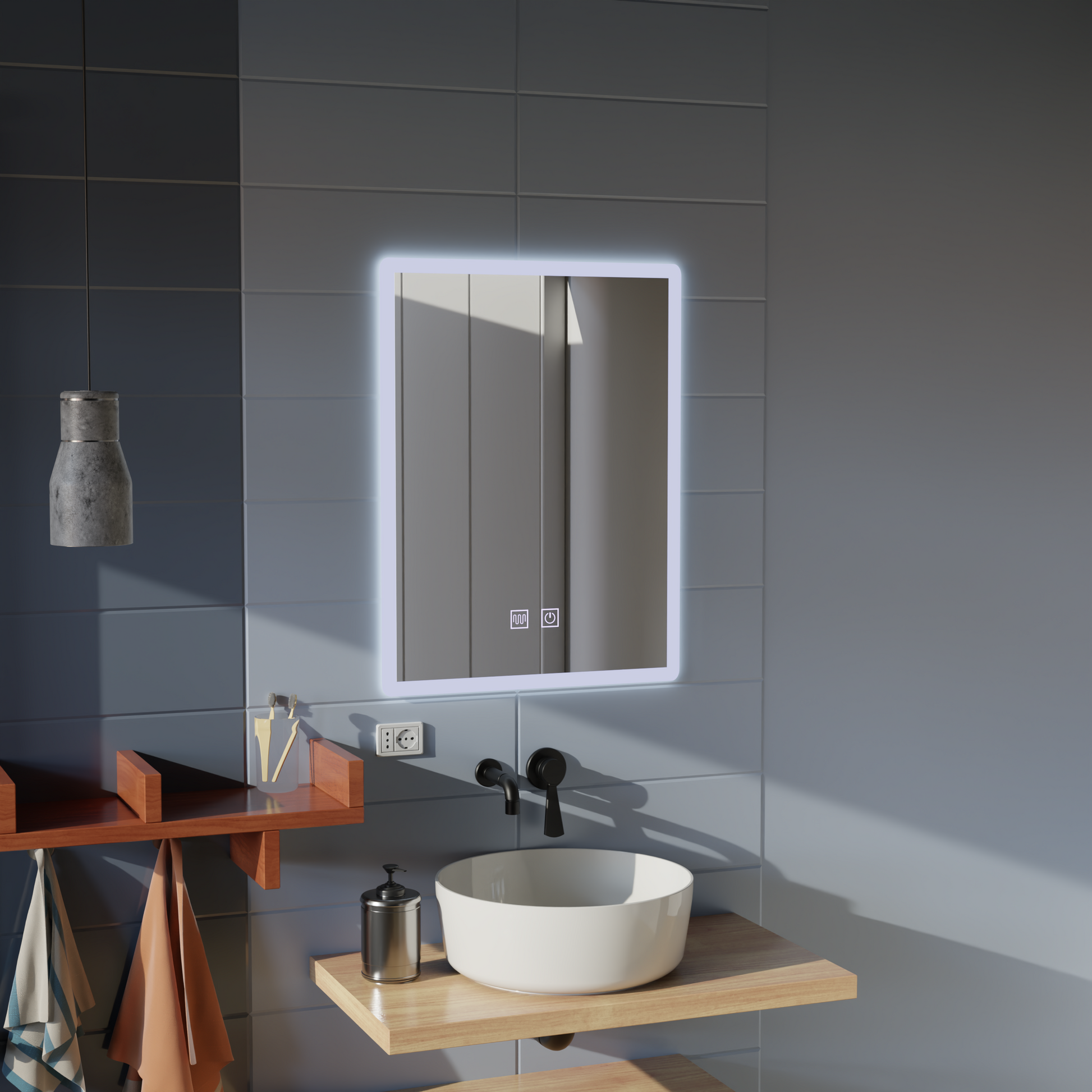Правоъгълно LED огледало, 60x80cm, Touch VENERA, Demister System, Dimmable Mirrors Korman E Заглавие по подразбиране Alessandro Design