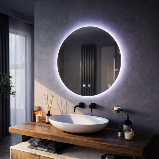 Кръгло LED огледало, 12W, 50 см, Isolda, докосване, система против запотяване, студена светлина 6000k огледала Korman E Заглавие по подразбиране Alessandro Design