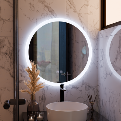 Кръгло LED огледало, 50 см, Noxia Touch, студена светлина, система против запотяване, димиране