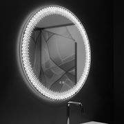 Кръгло LED огледало Nexos, 60 см, 24 W, топла/студена/неутрална светлина, сензор, система против запотяване, часовник, димиране
