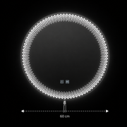 Кръгло LED огледало Nexos, 60 см, 24 W, топла/студена/неутрална светлина, сензор, система против запотяване, часовник, димиране