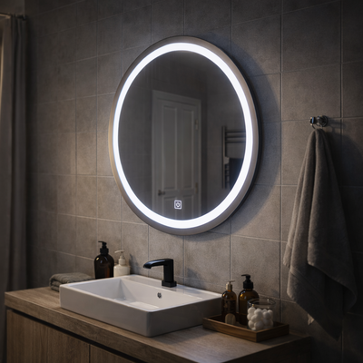 LED Touch Gallio огледало, диаметър 60 см, студена светлина 6000K, стъкло