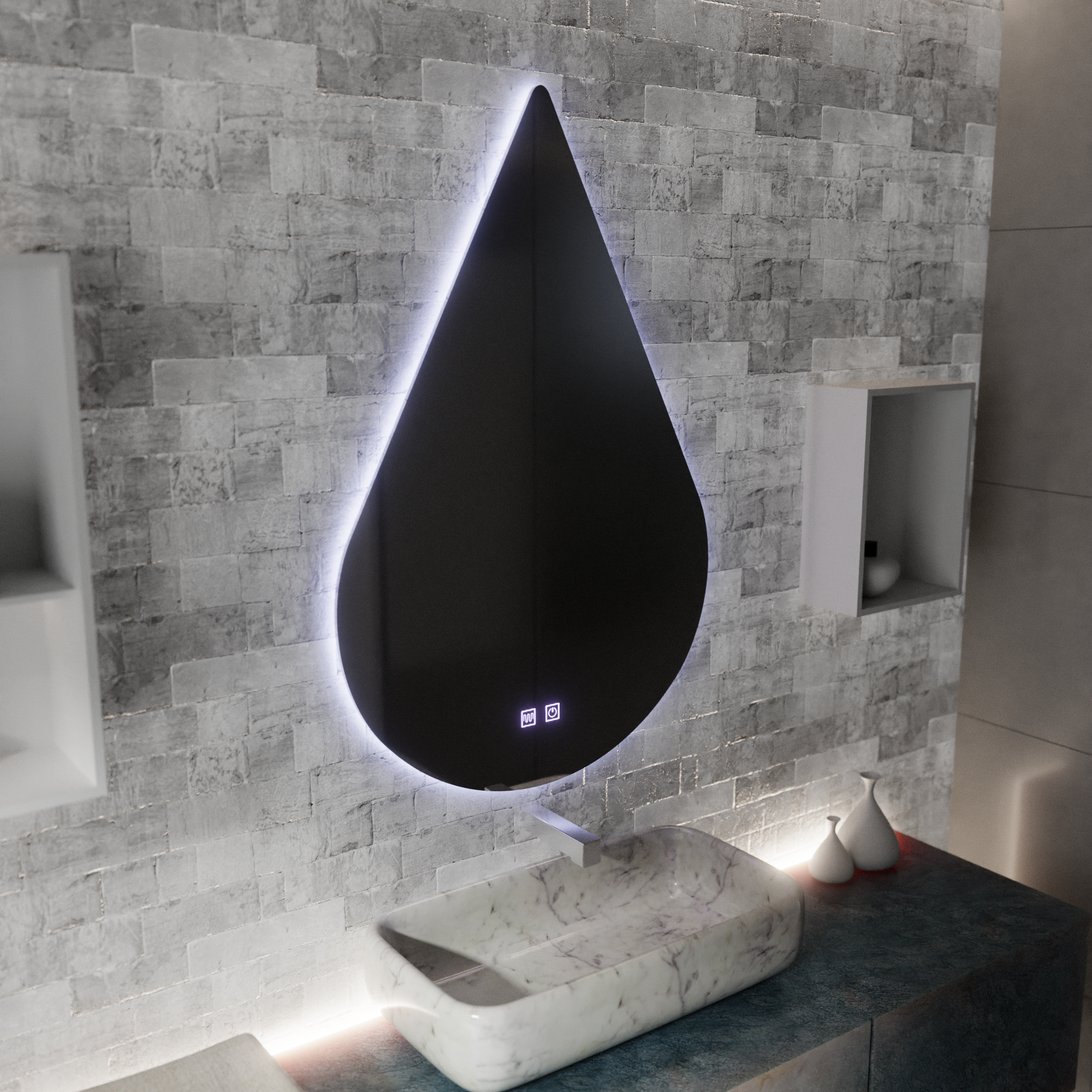 Огледало LED Touch River Demist System 80X120cm, форма на капка. Огледала Korman E Заглавие по подразбиране Alessandro Design
