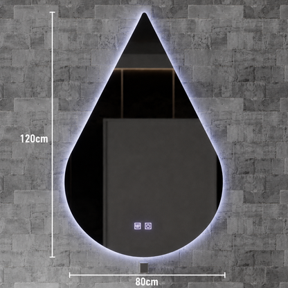 Touch River LED огледало, 52 W, система против запотяване, 80X120 см, форма на капка