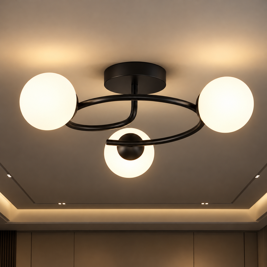 LED и кристален полилей ORBIT, 66cm, 3xE27, Globes, Черен