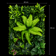 Panou de Gard Viu Artificial Mix Frunze de Piersic & Persan, 40 x 60 cm, Verde