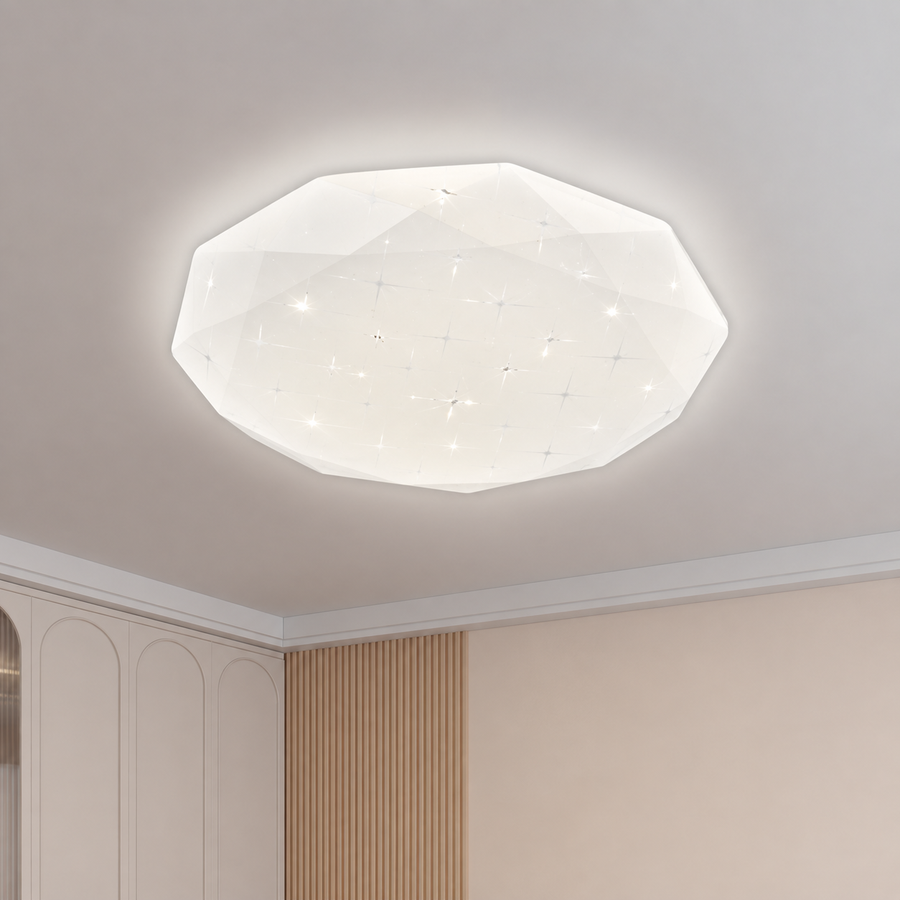 Шестоъгълна LED плафониера 33 см, 27W, 3000K / 4000K / 6000K, бяла, метална и акрилна