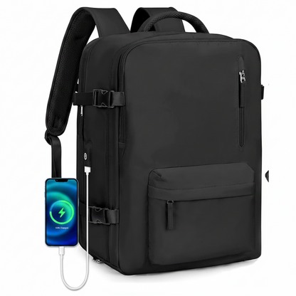 Бизнес раница за пътуване ALMATY, с USB порт, 31x22x46cm Oxford, черна