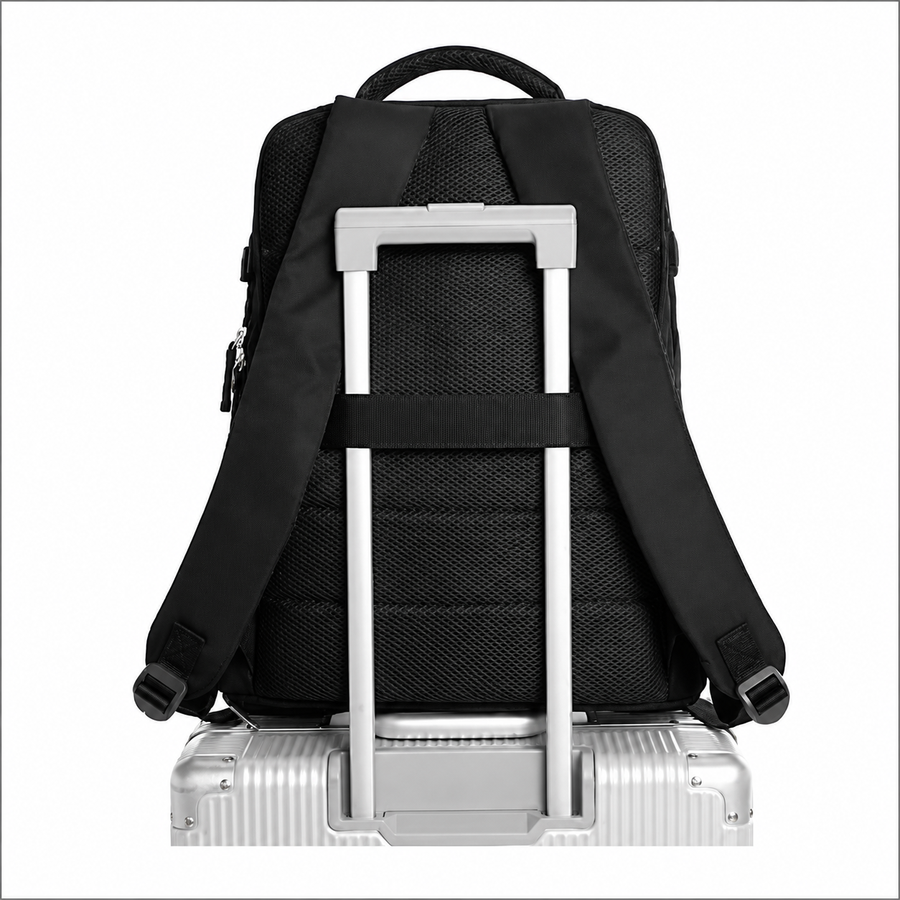 Бизнес раница за пътуване ALMATY, с USB порт, 31x22x46cm Oxford, черна