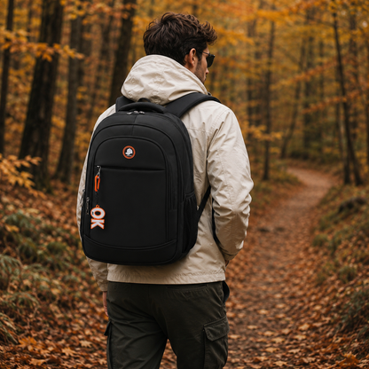 Rucsac Travel Business KANGIQLINIQ, 47x33x15 cm, Oxford, Negru si Portocaliu