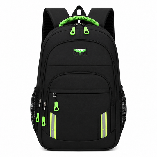 Бизнес раница YEVLAKH Travel, 47x32x14 см, Оксфорд, черно и зелено
