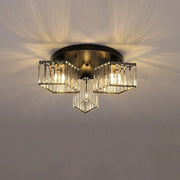 Модерен класически полилей Sasha, LC117/3BK, 3x E27, метал и кристал, черен, абажур