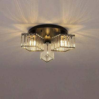 Модерен класически полилей Sasha, LC117/3BK, 3x E27, метал и кристал, черен, абажур