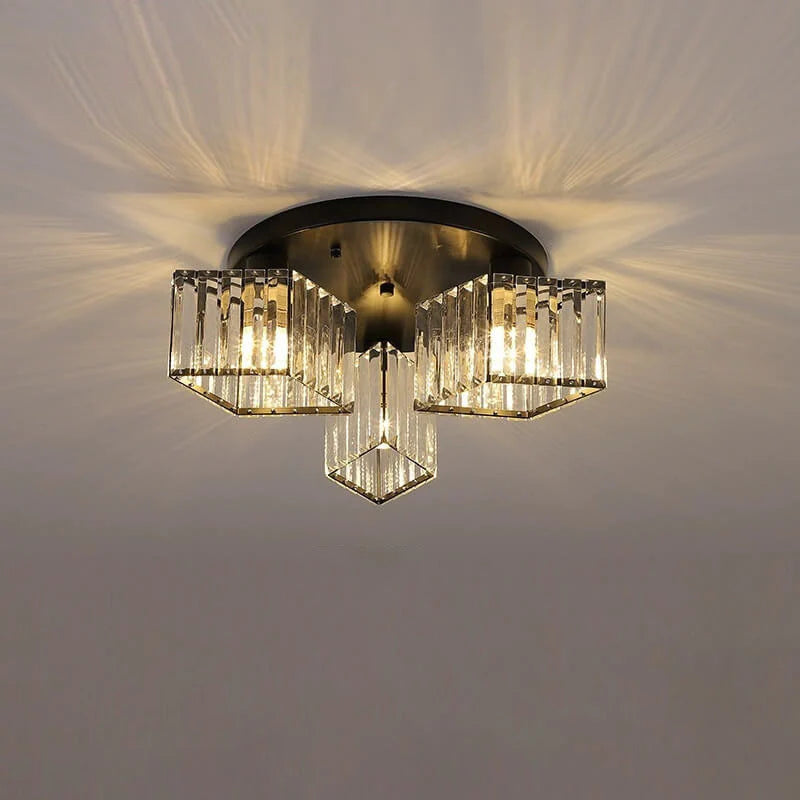 Модерен класически полилей Sasha, LC117/3BK, 3x E27, метал и кристал, черен, абажур