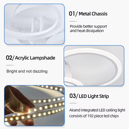 LED полилей с дистанционно управление на Betty 82W, 6 кръга, студ/гореща/неутрална светлина, нестабилен, бял