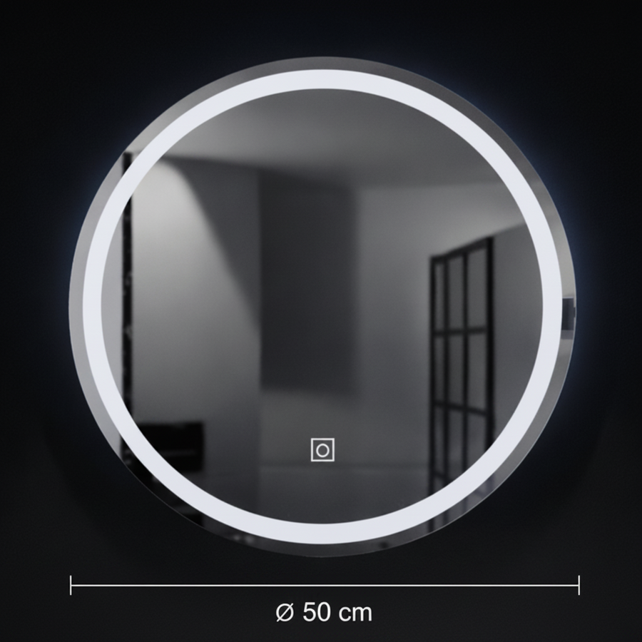 Кръгло LED огледало, 50см, Basic Touch