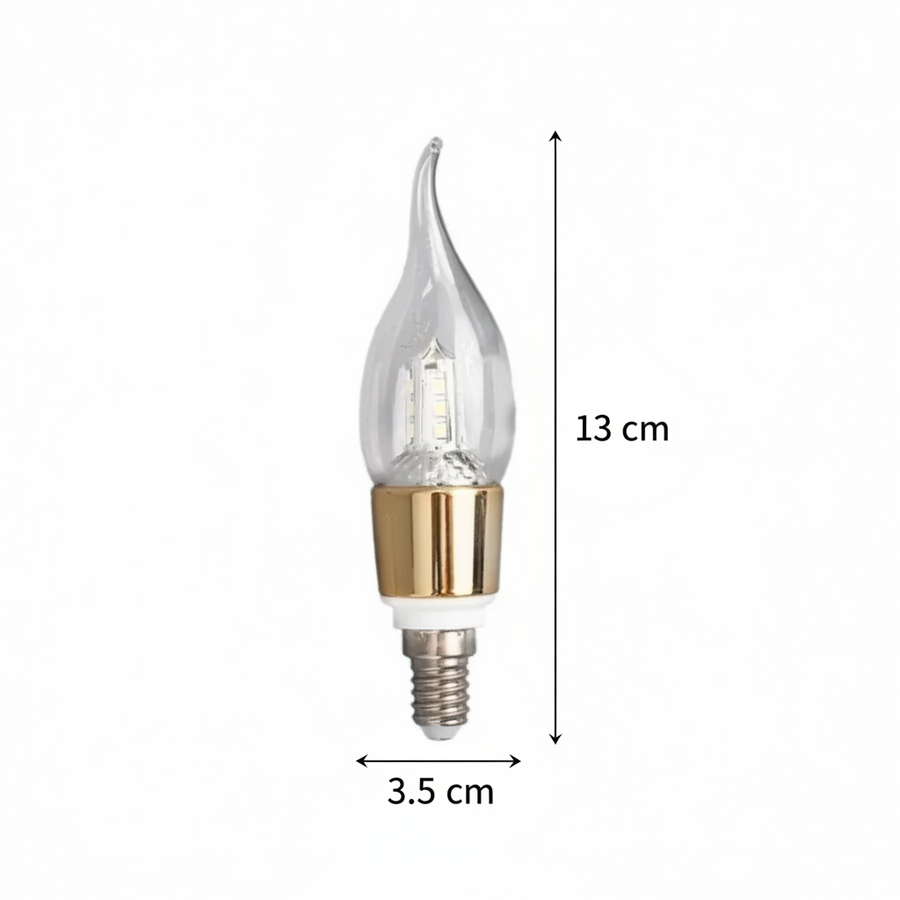 LED крушка E14 Candle, 12W, топла светлина, 3000K, злато