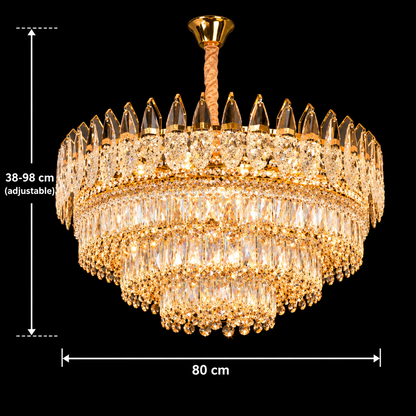 Кристален полилей MAJESTIC Regalis 21x E14, диаметър 80 см, блестящо злато, регулируема височина