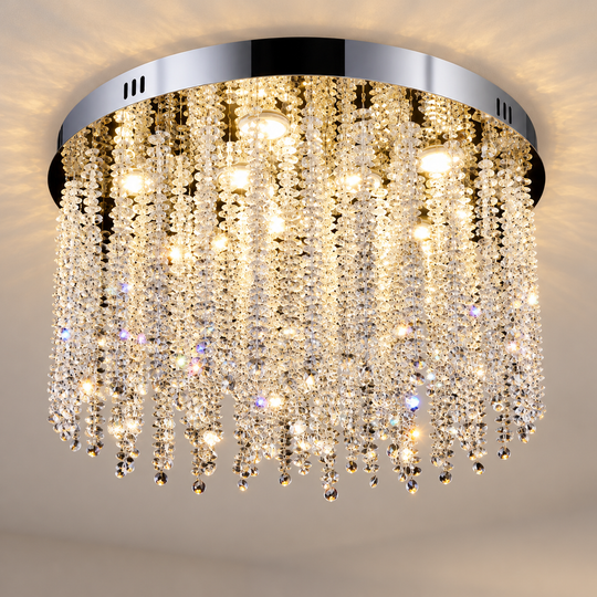Кристален LED полилей LLC215/550WH кръгъл, 29W, студена/топла/неутрална светлина, кристал, злато