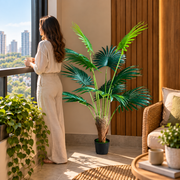 Изкуствено растение Livistona Fan Palm, 10 листа, 160 см, зелено