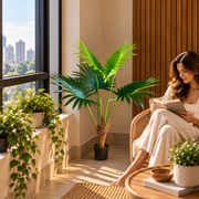 Изкуствено растение Livistona Fan Palm, 5 листа, 120 см, зелено