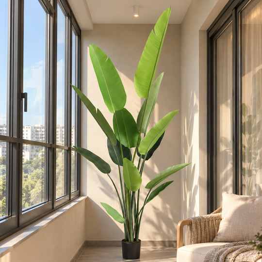 Изкуствено растение тип Strelitzia Nicolai (Райска птица), 250 см, зелено
